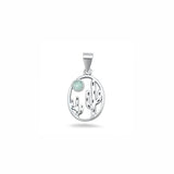Sterling Silver Oxidized And Polished Larimar Stone Cactus Pendant