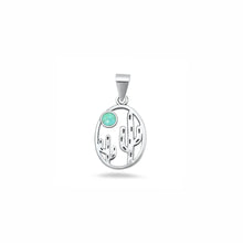 Load image into Gallery viewer, Sterling Silver Oxidized And Polished Turquoise Stone Cactus Pendant