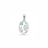 Sterling Silver Oxidized And Polished Turquoise Stone Cactus Pendant