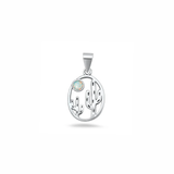 Sterling Silver Oxidized And Polished Cactus White Lab Opal Pendant