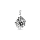 Sterling Silver Oxidized And Polished Black Onyx Stone Spiderweb Pendant