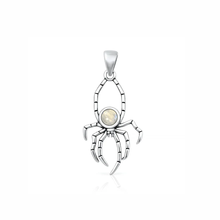 Load image into Gallery viewer, Sterling Silver Oxidized And Polished Spider Moonstone Pendant