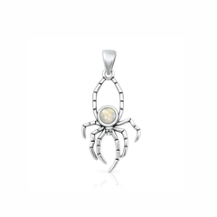 Sterling Silver Oxidized And Polished Spider Moonstone Pendant