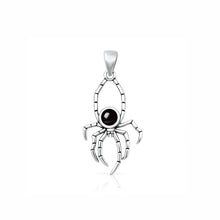 Load image into Gallery viewer, Sterling Silver Oxidized And Polished Black Onyx Stone Spider Pendant