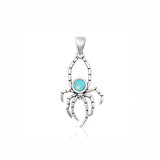 Sterling Silver Oxidized And Polished Turquoise Stone Spider Pendant
