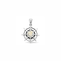 Sterling Silver Oxidized And Polished Spiderweb Moonstone Pendant
