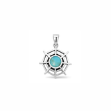 Sterling Silver Oxidized And Polished Spiderweb Turquoise Stone Pendant