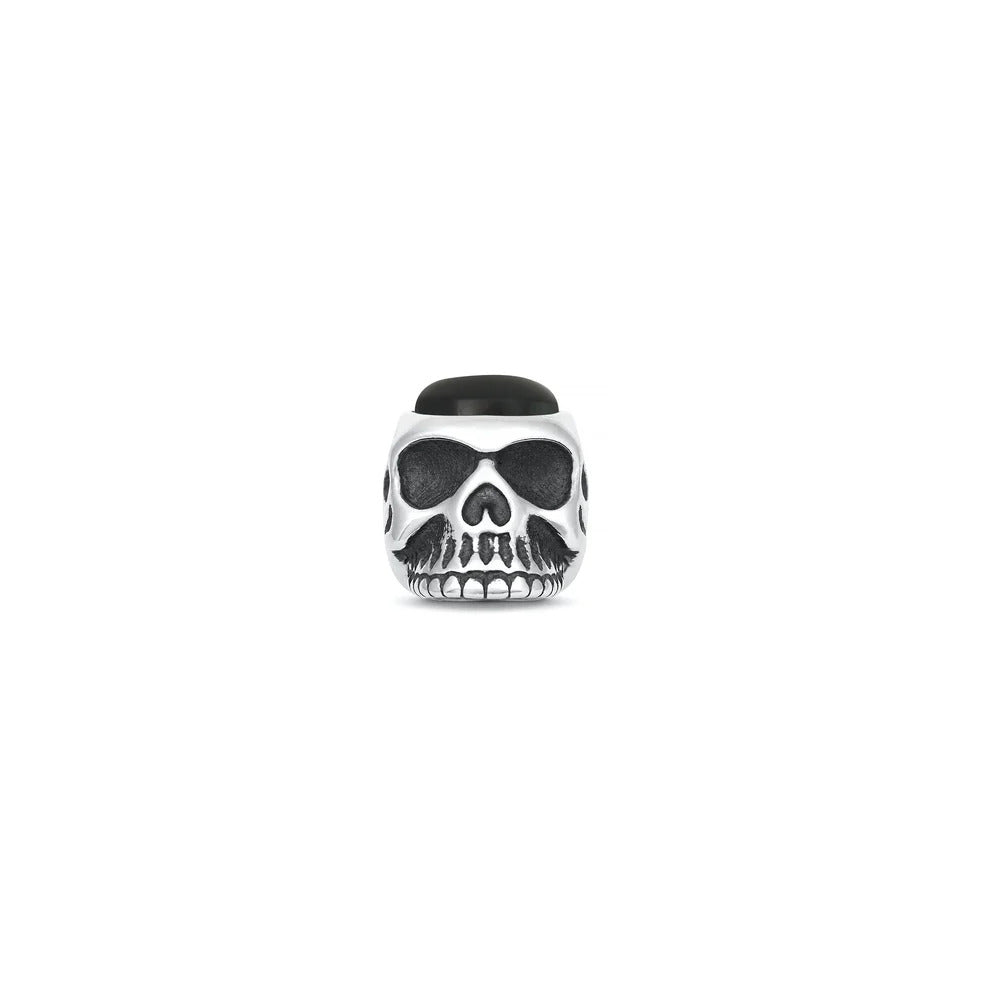 Sterling Silver Oxidized And Polished Black Onyx Skull Pendant