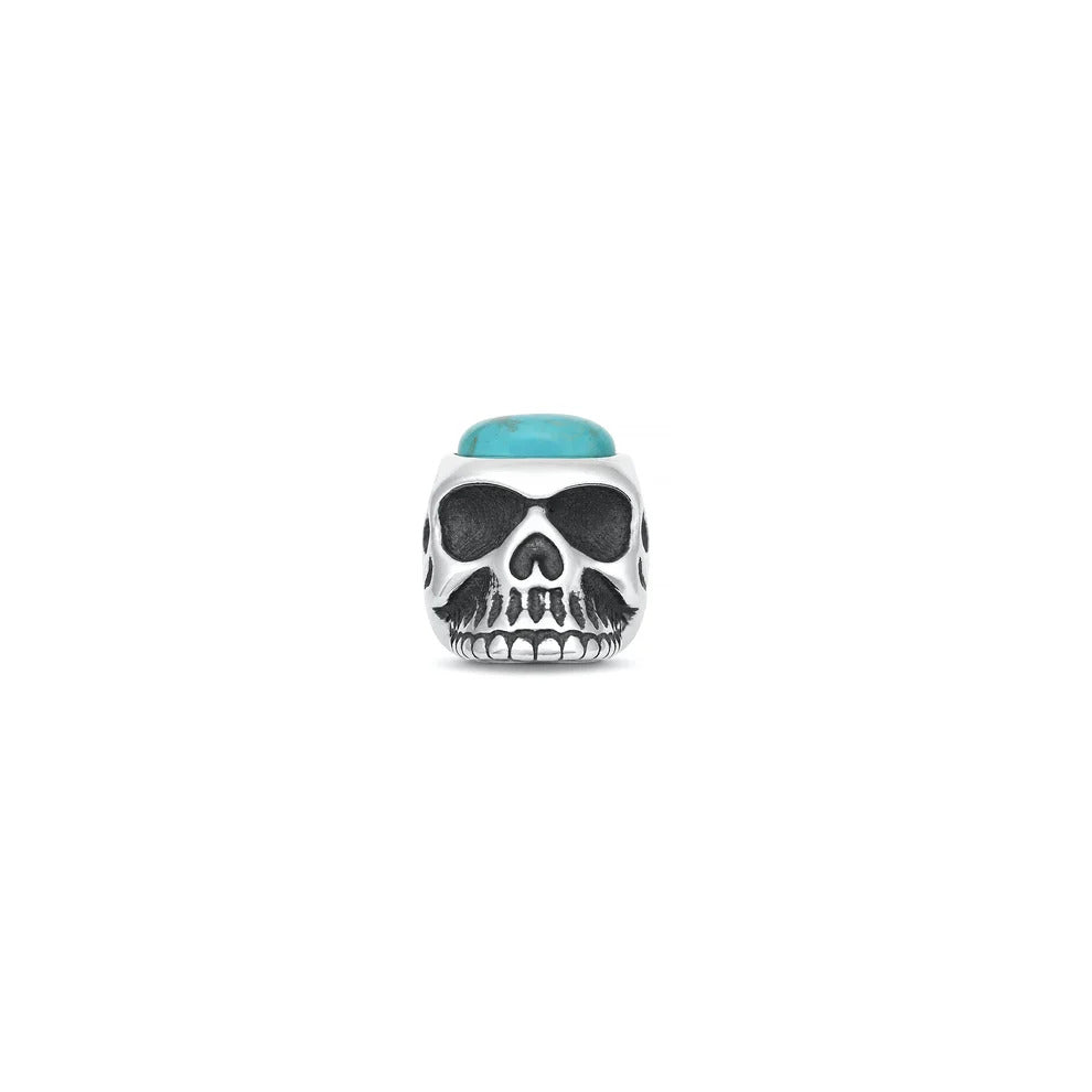 Sterling Silver Oxidized And Polished Turquoise Skull Pendant