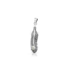 Sterling Silver Oxidized And Polished Feather Moonstone Pendant