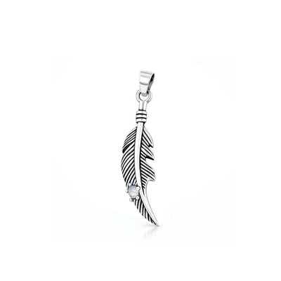 Sterling Silver Oxidized And Polished Feather Moonstone Pendant