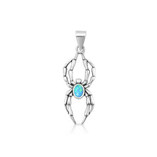 Load image into Gallery viewer, Sterling Silver Oxidized And Polished Blue Lab Opal Spider Pendant