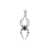 Sterling Silver Oxidized And Polished Spider Black Onyx Stone Pendant