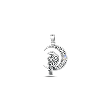 Load image into Gallery viewer, Sterling Silver Oxidized And Polished Celtic Bird And Moon Moonstone Pendant
