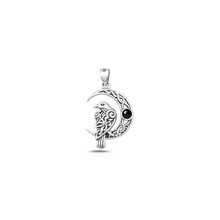 Load image into Gallery viewer, Sterling Silver Oxidized And Polished Celtic Bird And Moon Black Onyx Stone Pendant