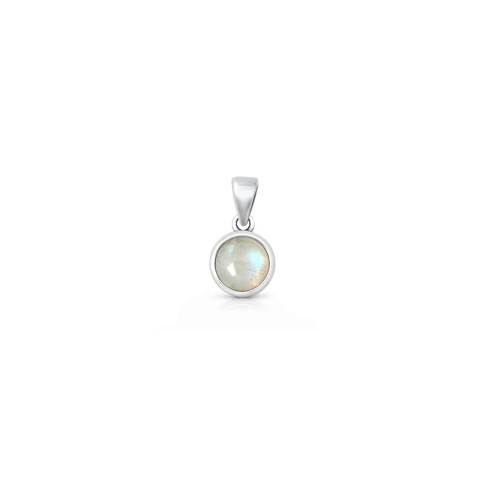 Sterling Silver Oxidized And Polished Round Moonstone Pendant