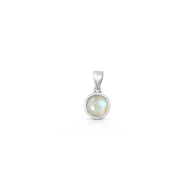 Sterling Silver Oxidized And Polished Round Moonstone Pendant