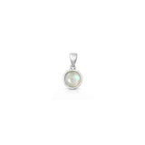Sterling Silver Oxidized And Polished Round Moonstone Pendant