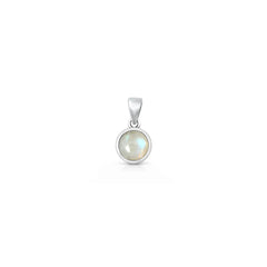 Sterling Silver Oxidized And Polished Round Moonstone Pendant