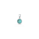 Sterling Silver Oxidized And Polished Round Turquoise Stone Pendant