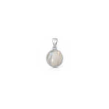 Load image into Gallery viewer, Sterling Silver Oxidized And Polished Round Moonstone Pendant