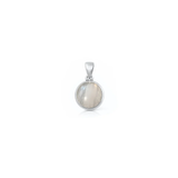 Sterling Silver Oxidized And Polished Round Moonstone Pendant