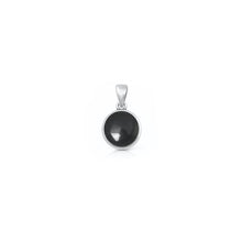 Load image into Gallery viewer, Sterling Silver Oxidized And Polished Black Onyx Stone Round Pendant