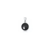 Sterling Silver Oxidized And Polished Black Onyx Stone Round Pendant