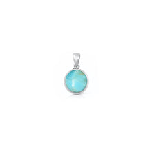 Load image into Gallery viewer, Sterling Silver Oxidized And Polished Turquoise Stone Round Pendant