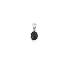 Load image into Gallery viewer, Sterling Silver Oxidized And Polished Black Onyx Oval Pendant