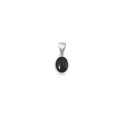 Sterling Silver Oxidized And Polished Oval Black Onyx Stone Pendant