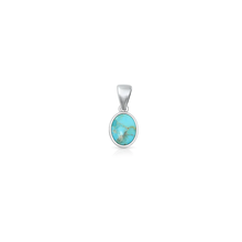 Load image into Gallery viewer, Sterling Silver Oxidized And Polished Oval Turquoise Stone Pendant