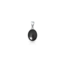 Load image into Gallery viewer, Sterling Silver Oxidized And Polished Oval Black Onyx Stone Pendant