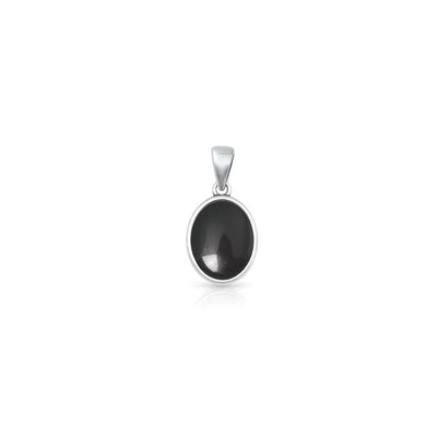 Sterling Silver Oxidized And Polished Oval Black Onyx Stone Pendant