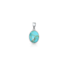 Load image into Gallery viewer, Sterling Silver High Polish Oval Turquoise Stone Pendant