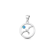 Load image into Gallery viewer, Sterling Silver Oxidized And Polished Bird Blue Lab Opal Pendant