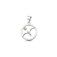 Sterling Silver Oxidized And Polished Bird Moonstone Pendant
