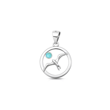 Load image into Gallery viewer, Sterling Silver Oxidized And Polished Bird Turquoise Stone Pendant