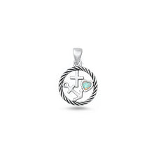Load image into Gallery viewer, Sterling Silver Oxidized And Polished White Lab Opal Faith Love Hope Pendant