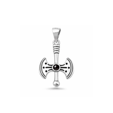 Sterling Silver Oxidized And Polished Axe Black Onyx Stone Pendant