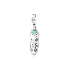 Load image into Gallery viewer, Sterling Silver Oxidized And Polished Genuine Turquoise Stone Tribal Pendant