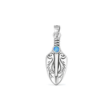 Sterling Silver Oxidized And Polished Tribal Dagger Blue Lab Opal Pendant