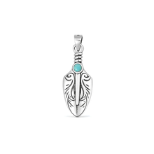 Load image into Gallery viewer, Sterling Silver Oxidized And Polished Tribal Dagger Turquoise Stone Pendant