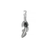 Sterling Silver Oxidized And Polished Black Onyx Feather Pendant