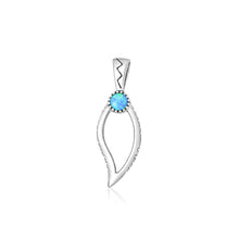 Load image into Gallery viewer, Sterling Silver Oxidized And Polished Blue Lab Opal Tribal Pendant