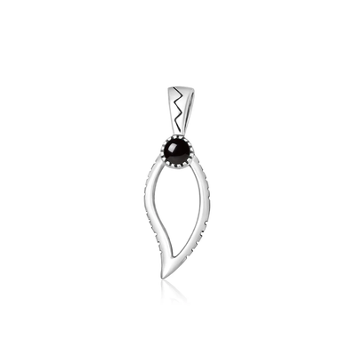 Sterling Silver Oxidized And Polished Tribal Black Onyx Stone Pendant