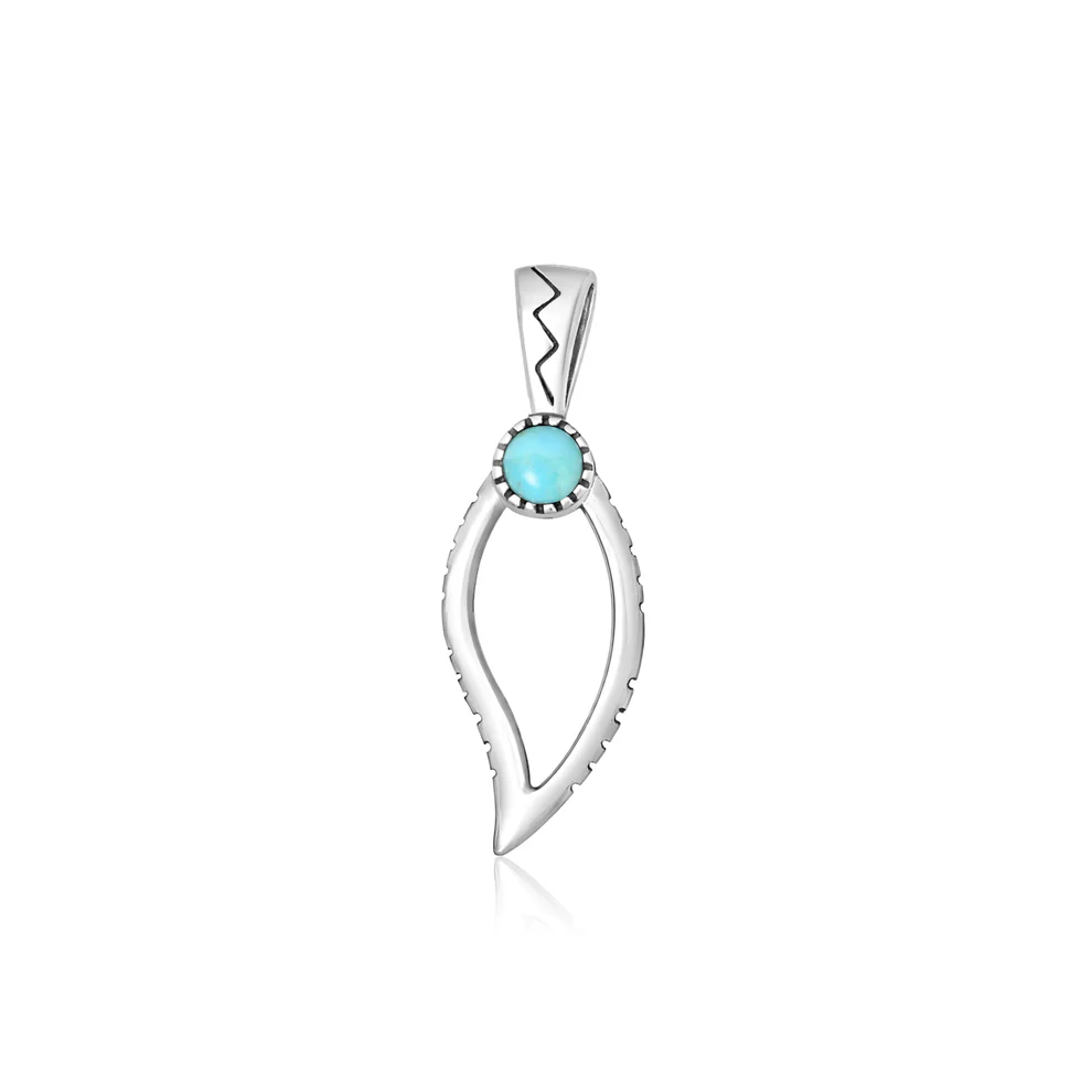Sterling Silver Oxidized And Polished Tribal Turquoise Stone Pendant