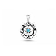 Load image into Gallery viewer, Sterling Silver Oxidized And Polished Blue Lab Opal Compass Pendant