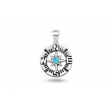 Sterling Silver Oxidized And Polished Blue Lab Opal Compass Pendant