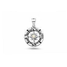 Load image into Gallery viewer, Sterling Silver Oxidized And Polished Moonstone Compass Pendant